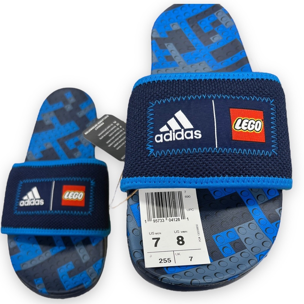 Adidas X Lego Slides Mens 7 Adilette Comfort Navy Blue Rush GW0823